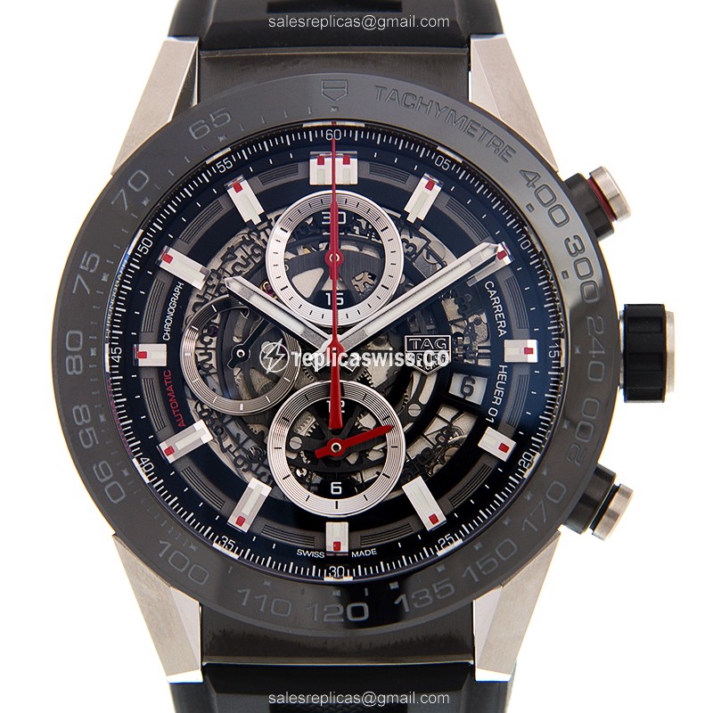 Tag Heuer CARRERA Automatic Steel - Black Dial, Rubber Black Strap, Clasp