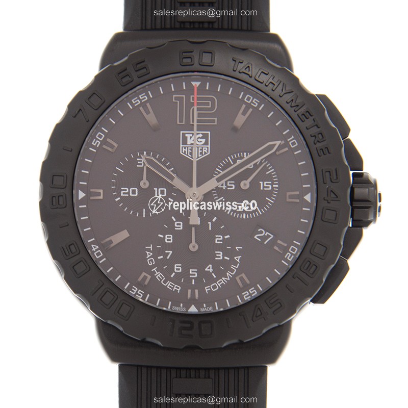 Tag Heuer F1 Quartz Steel Black Dial Black Rubber Buckle Replica Watch - Luxury Replica F1 Watch