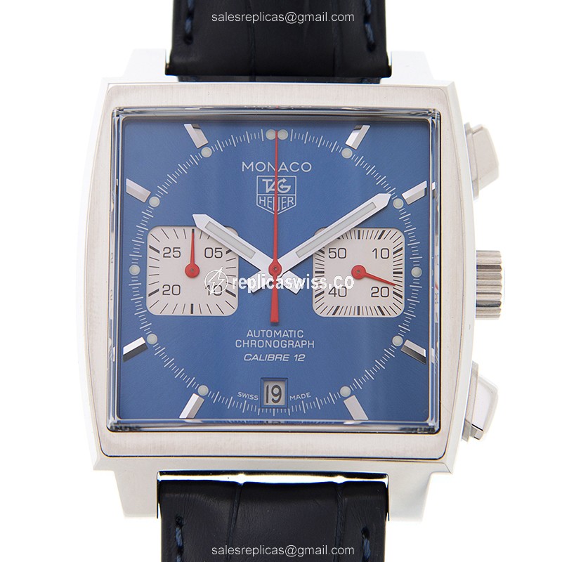 Tag Heuer Monaco Replica - Automatic - Blue Dial - Steel Case - Black Alligator Strap