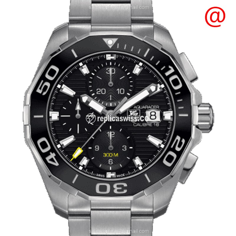 Automatic Tag Heuer AQUARACER Replica - Black Steel Case - Silver Band - Clasp - Luxury Replica AQUARACER Watch