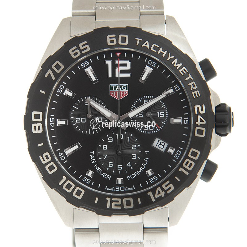 Tag Heuer Formula 1 Replica - Quartz - Steel Case - Black - Silver Steel Band