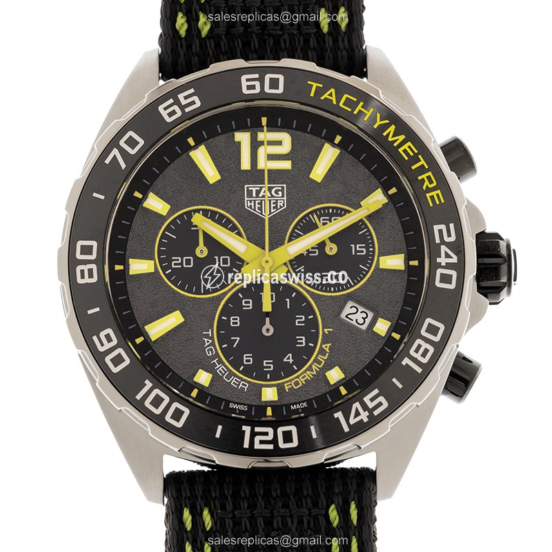 Tag Heuer F1 Replica - Quartz - Steel Case - Gray Dial - Black Canvas Strap - Luxury Replica F1 Watch