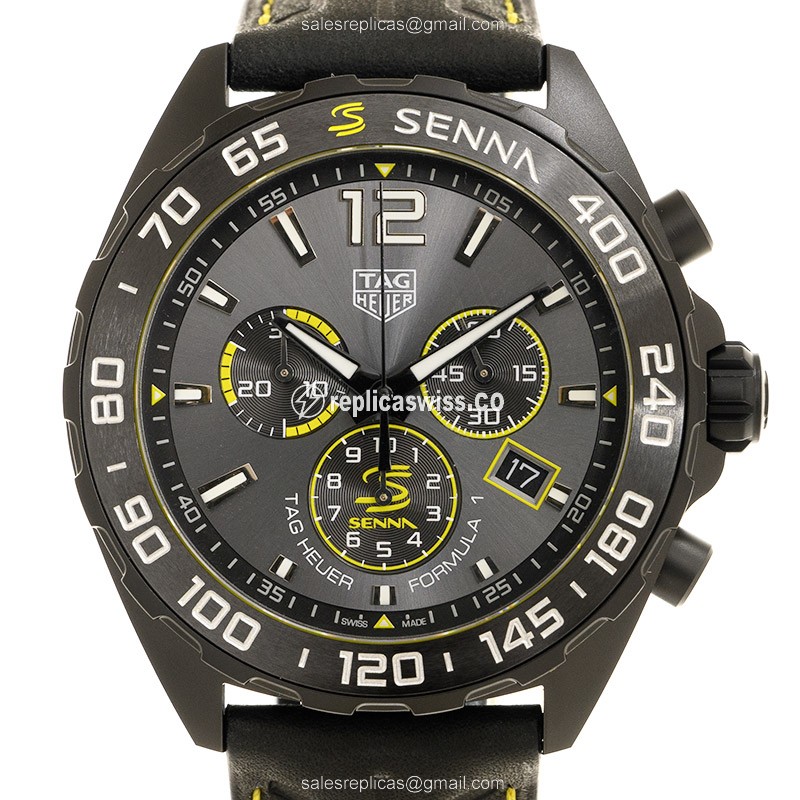 Tag Heuer CAZ101AJ Replica - Quartz - Steel Case - Gray Dial - Black Leather Strap - Luxury Replica F1 Watch