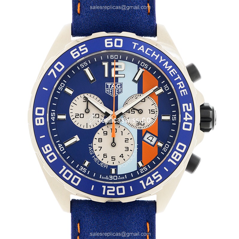 Tag Heuer Formula 1 Replica - Quartz - Blue Dial - Leather Blue Strap - Buckle Clasp
