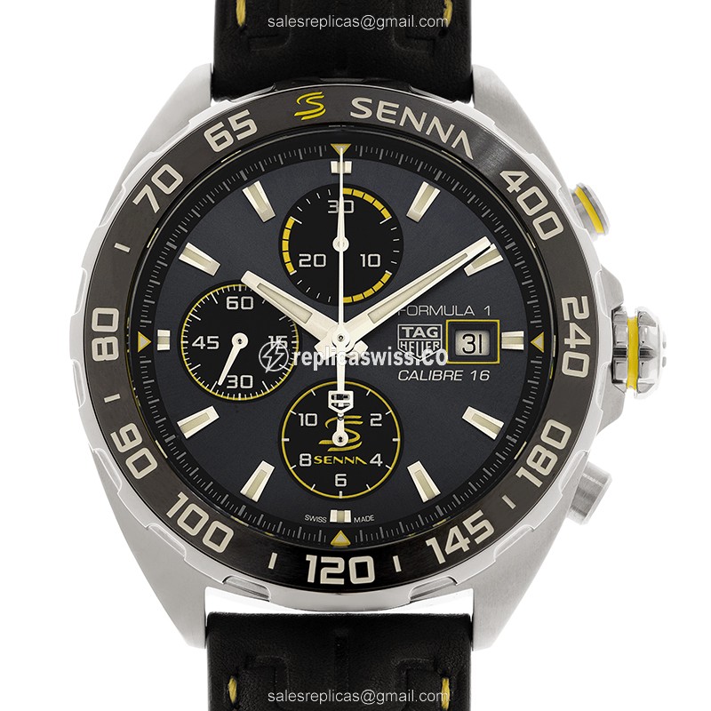 Tag Heuer Formula 1 Replica - Automatic - Steel - Gray Dial - Black Leather Strap