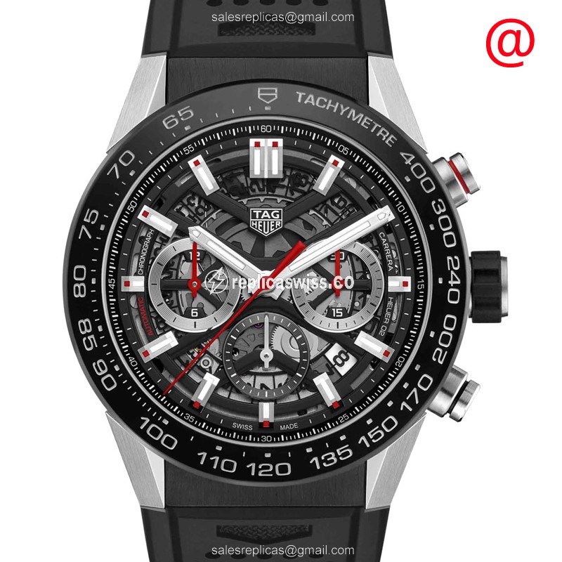 Tag Heuer CARRERA Automatic - Ceramic/Steel - Black Dial - Rubber Strap - Buckle Clasp