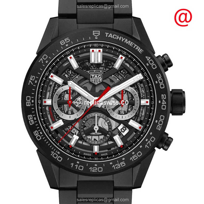 Tag Heuer Carrera Replica - Automatic Ceramic Case - Black Dial - Ceramic Black Strap