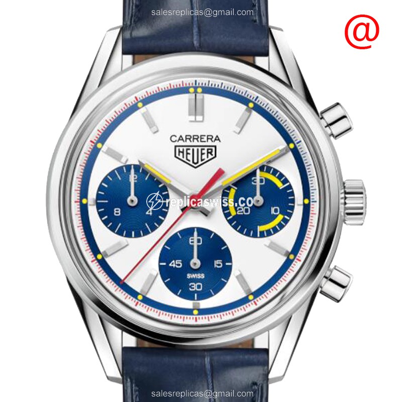 Tag Heuer Carrera Automatic - Stainless Steel - White Dial - Blue Alligator Strap