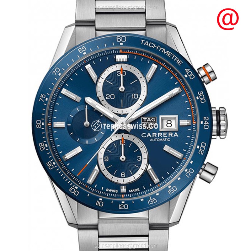 Tag Heuer CARRERA Replica - Automatic - Blue Dial - Silver Steel - Clasp - 40mm - Luxury Replica TAG HEUER CARRERA Watch