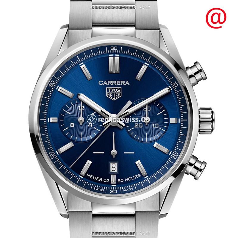 Automatic Tag Heuer Carrera Replica - Blue Dial - Silver Steel - Clasp - Luxury Replica TAG HEUER CARRERA Watch