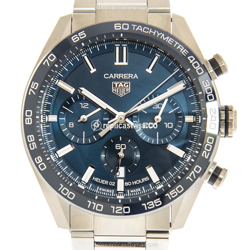 Automatic TAG Heuer CARRERA Replica - Steel Case - Blue Dial - Silver Strap