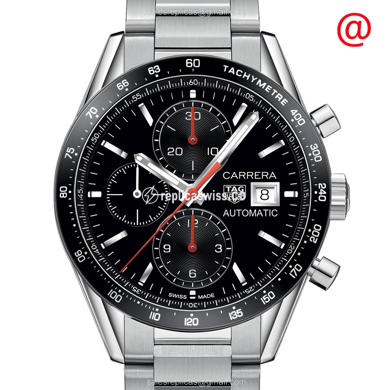 Tag Heuer Carrera Replica - Automatic - Black Dial - Silver Steel Clasp - Luxury Replica TAG HEUER CARRERA Watch