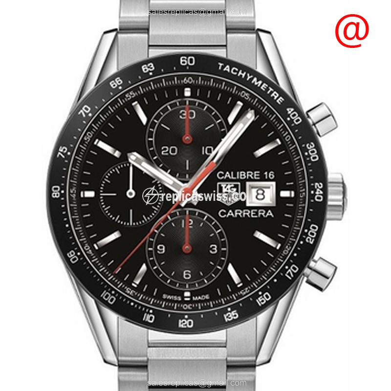 Tag Heuer CARRERA Automatic - Black Dial - Silver Steel - Steel Clasp - Luxury Replica TAG HEUER CARRERA Watch