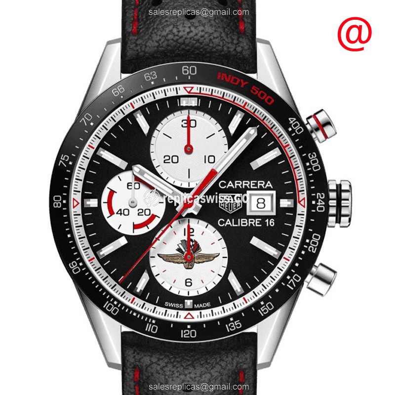 Tag Heuer Carrera Replica - Steel - Black Dial - Leather