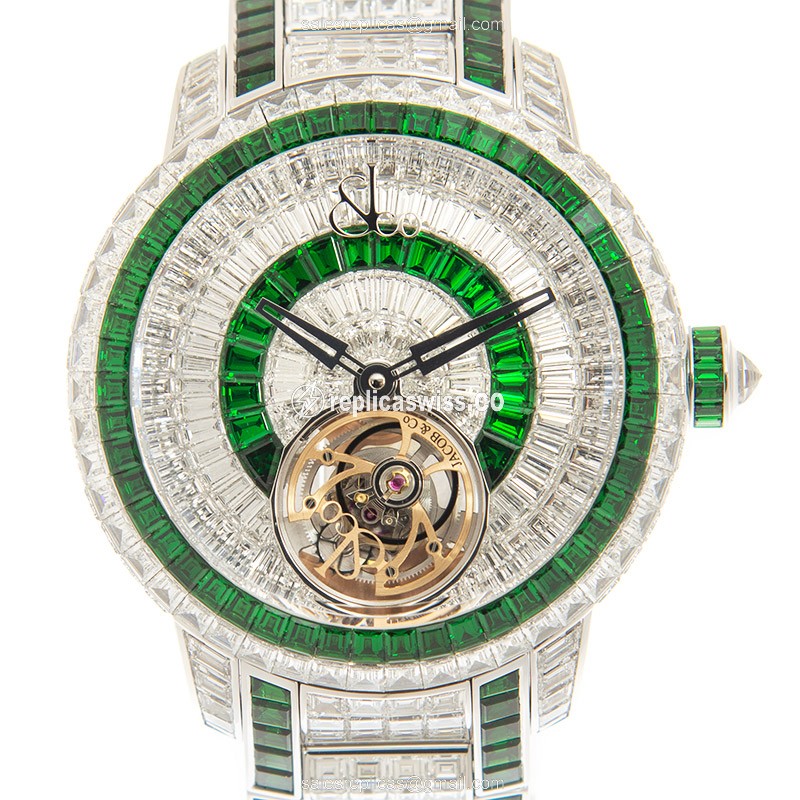 Jacob & Co CAVIAR Tourbillon - Manual - 18kt White Gold - Diamond Case - Silver Dial