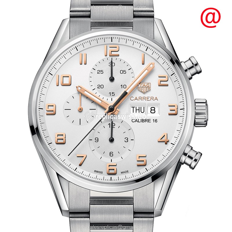 Tag Heuer CARRERA Replica - Automatic - Steel - White Dial - Silver Strap - Luxury Replica TAG HEUER CARRERA Watch