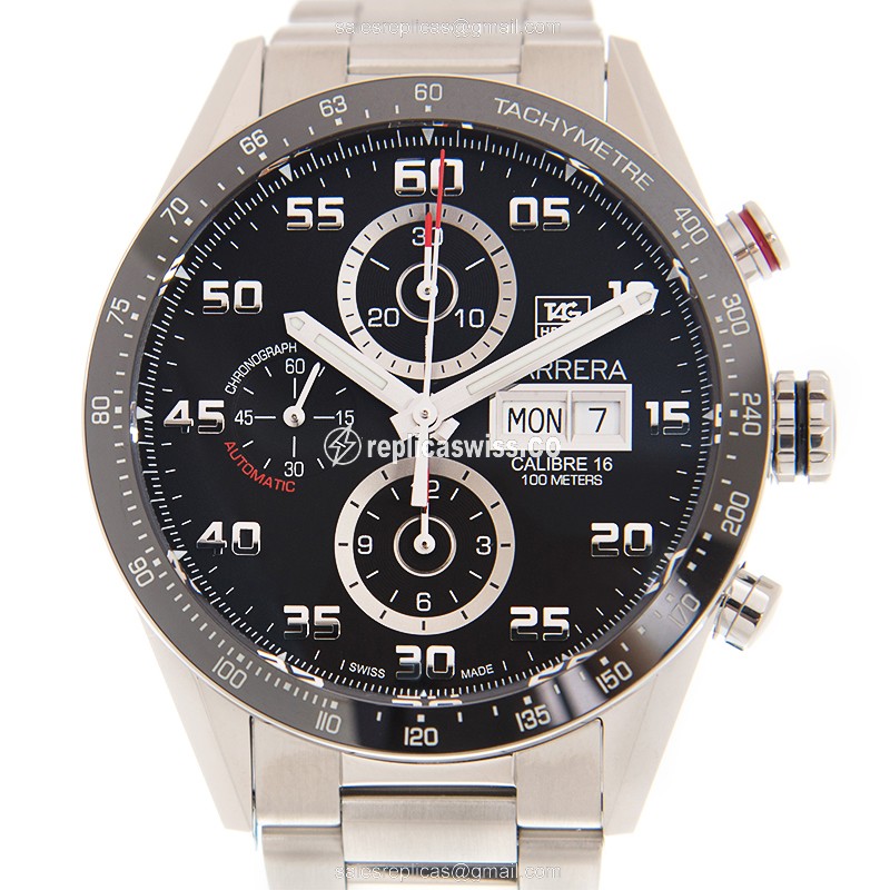 Tag Heuer CARRERA Replica - Automatic - Ceramic/Steel - Black Dial - Silver Steel Strap