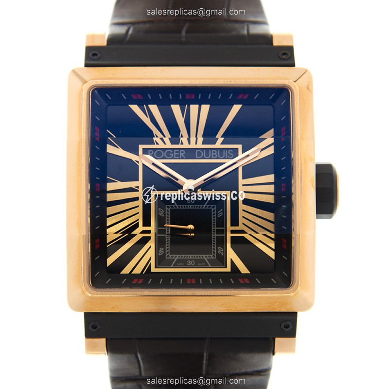 Roger Dubuis DBKS0050 Replica - Automatic - 18kt Rose Gold - Black Dial - Alligator Black Strap - Luxury Roger Dubuis Watch