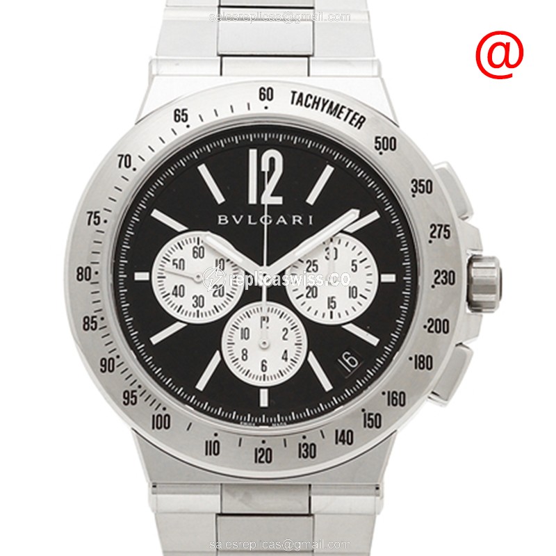 Bulgari Diagono Replica - Automatic - Steel Case - Black Dial - Silver Strap