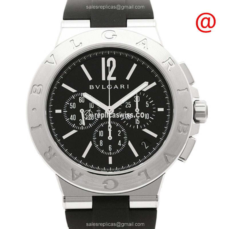 Bulgari DG41BSVDCH Diagono Replica - Automatic - Steel - Black - Rubber Strap