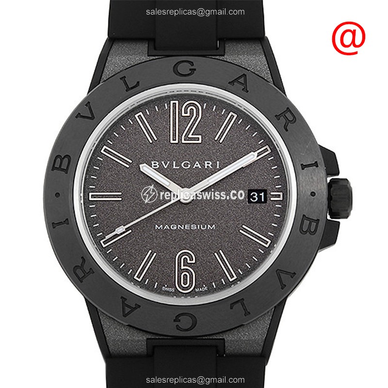 Bulgari Diagono Replica - Automatic - Ceramic - Gray Dial - Black Rubber Strap