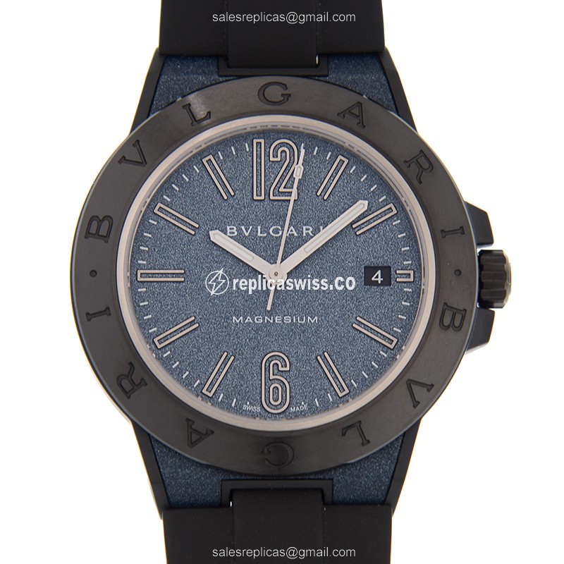 Bulgari DG41C3SMCVD Diagono Replica - Automatic - Steel Case - Black Dial - Rubber Strap