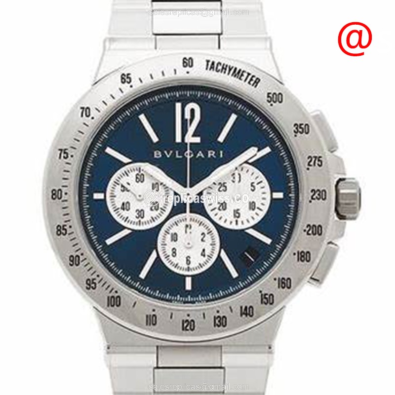 Bulgari Diagono Replica - Automatic - Steel Case - Blue Dial - Silver Steel Strap