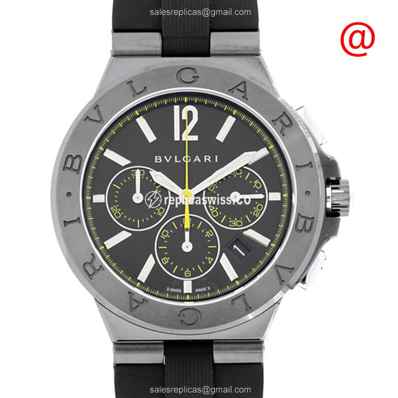 Bulgari Diagono Automatic - Stainless Steel Case - Gray Dial - Black Rubber Strap - Buckle Clasp