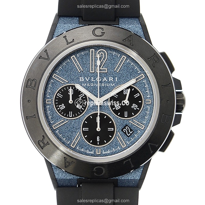 Bulgari DG42C3SMCVDCH Automatic - Magnesium Case - Blue Dial - Black Rubber Strap - Luxury Replica BULGARI Watch