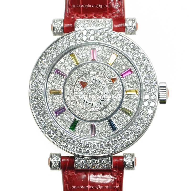 Franck Muller DM 42 COL DRM D 2R CD OG - Double Mystery - Auto, 18kt White Gold, Diamond Dial, Silver - Luxury Replica DOUBLE MYSTERY Watch