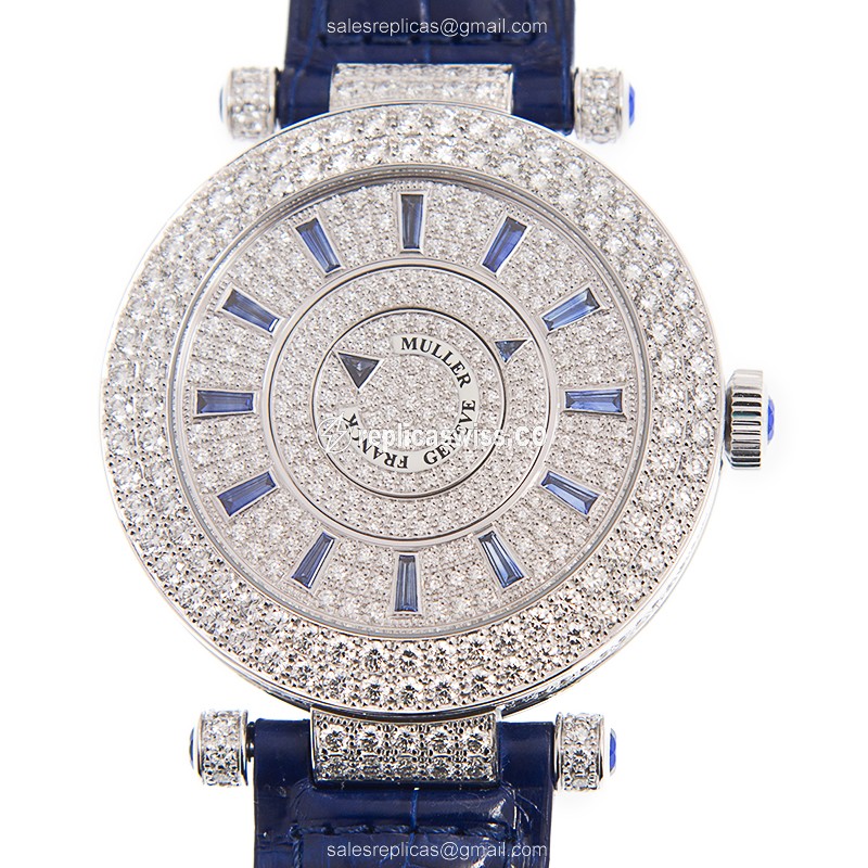 Franck Muller DM 42 D 2R CD (OG) - BLUE DOUBLE MYSTERY Automatic 18kt White Gold & Diamond
