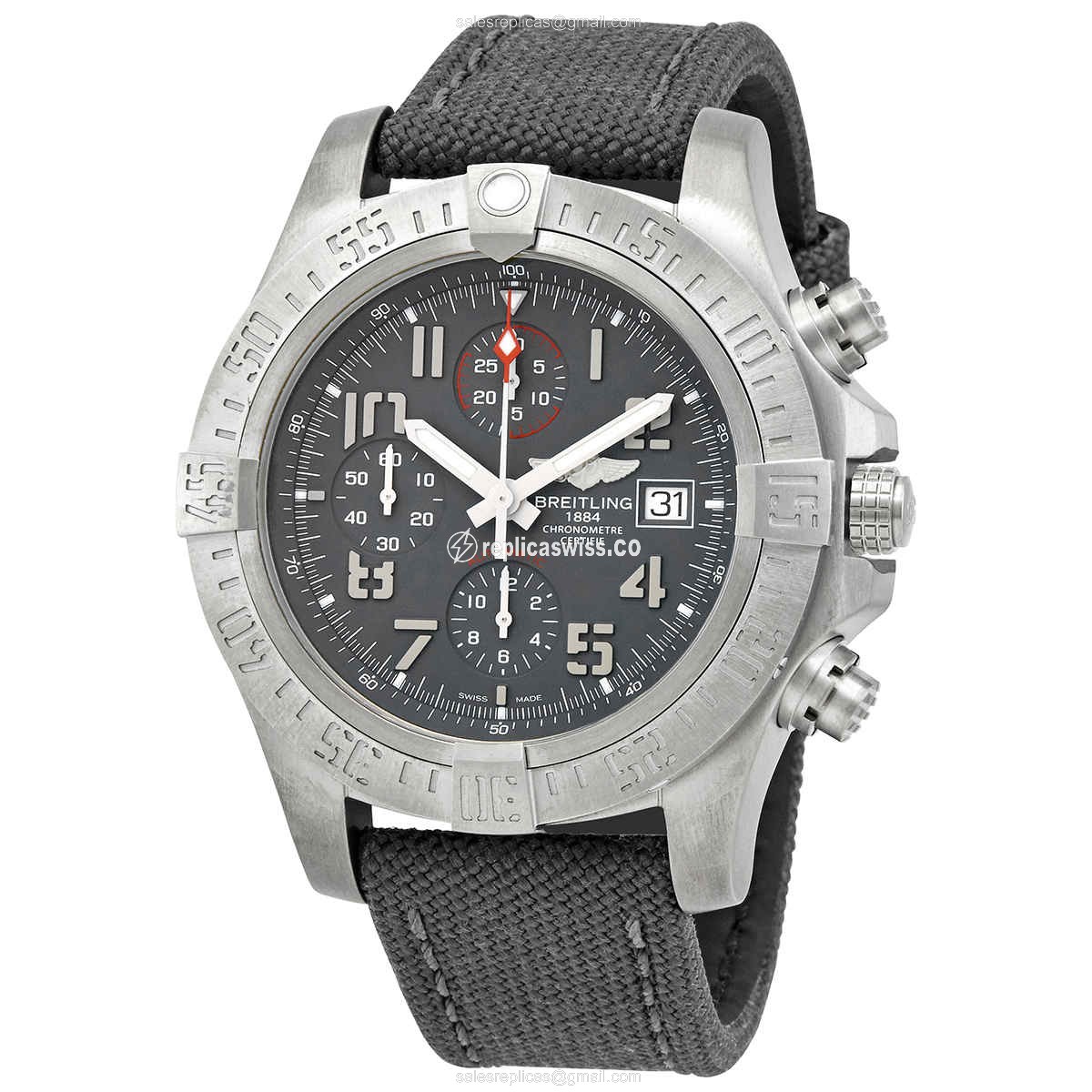Breitling E13383101M1W1 AVENGER II - Automatic - Titanium Case - Gray Dial - Grey Canvas Strap - Luxury Replica AVENGER II Watch