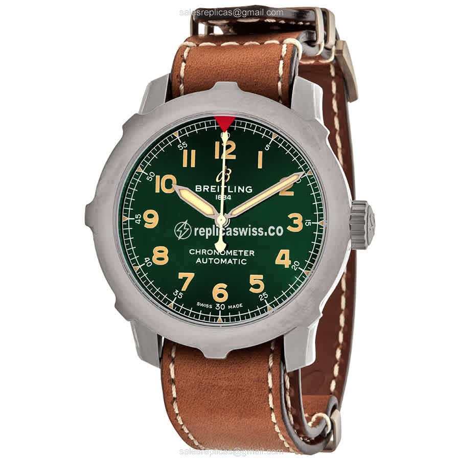 Breitling Aviator 8 Replica - Automatic - Green Dial - Brown Cowhide - Buckle Clasp