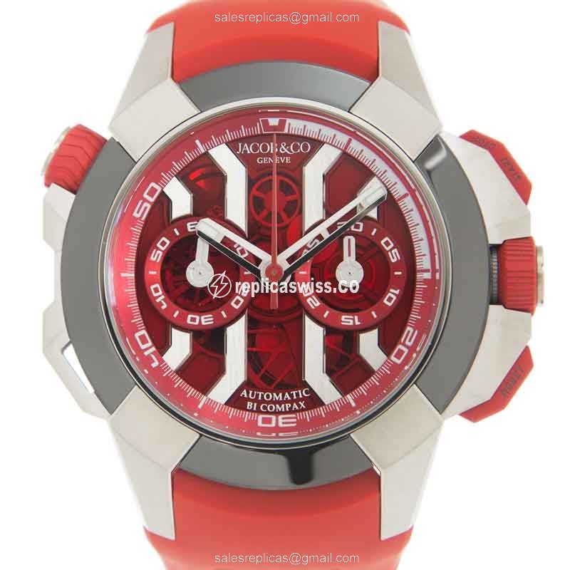 Jacob & Co EC313.20.SB.RR.BHD4D EPIC X CHRONO - Automatic Titanium Case - Red Dial & Strap