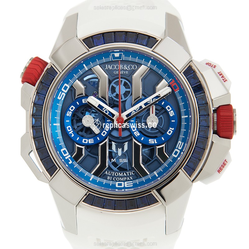 Jacob & Co EC423.32.BB.UA.AHB4S - Automatic - 18kt White Gold - Sapphire Blue - Rubber White Buckle