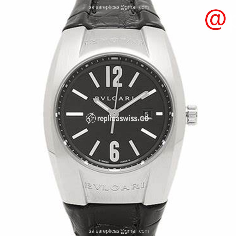 Bulgari 101059 Dragon Quartz - Stainless Steel Case - Black Dial - Leather Strap - Buckle Clasp