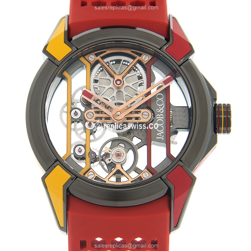 Jacob & Co. EPIC X - Manual Wind Titanium - Skull Dial - Pink Rubber Strap