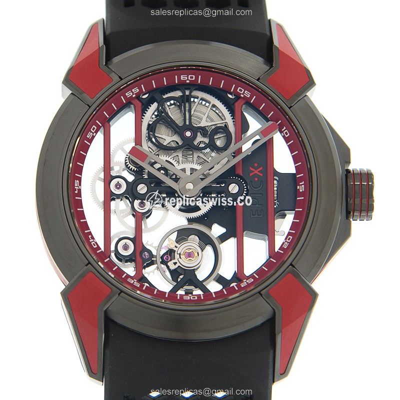 Jacob & Co. EX100.21.RR.RW.ALA4A - Manual Wind - Titanium Case - Skull Dial - Black Rubber Strap
