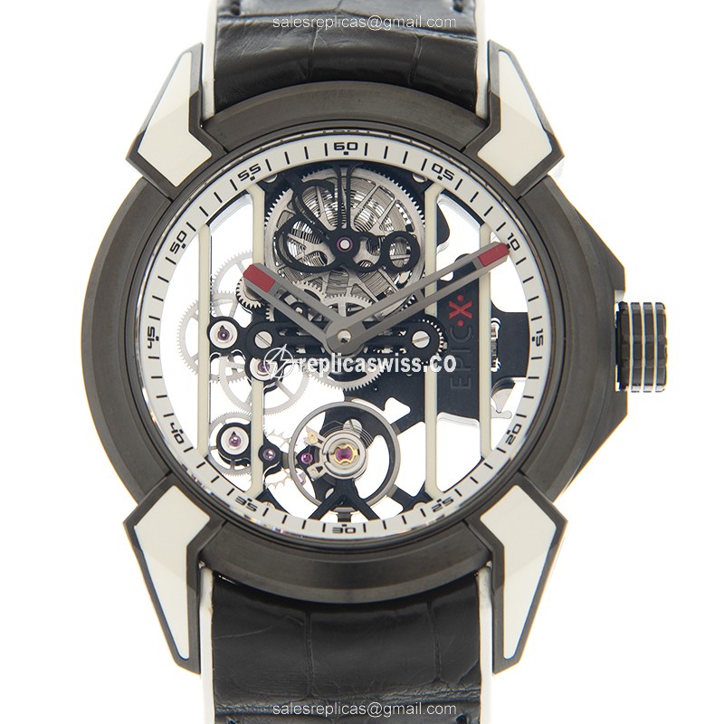 Jacob & Co. EX100.21.WR.WB.ABRU Replica - Automatic - Titanium Case - Skull Dial - White Rubber Strap