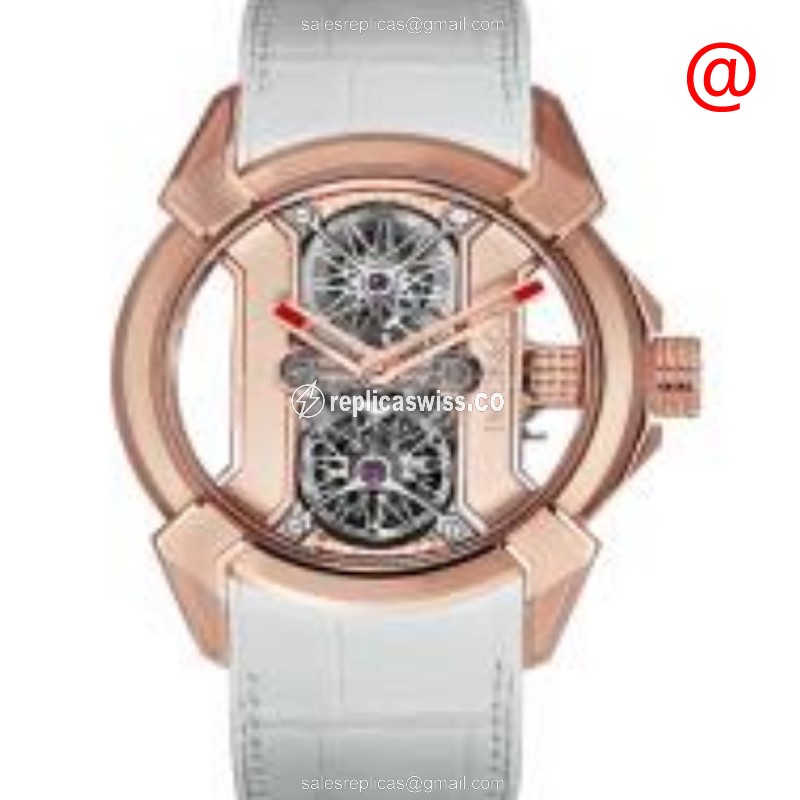 Jacob & Co. Replica EPIC X - Automatic 18kt Rose Gold - Skull Dial - White Alligator Strap
