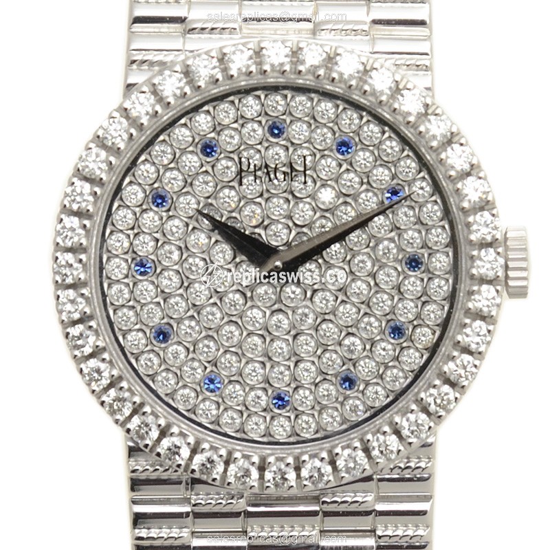 Piaget Tradition Replica - Manual - 18kt White Gold - Diamond Set - Silver Dial