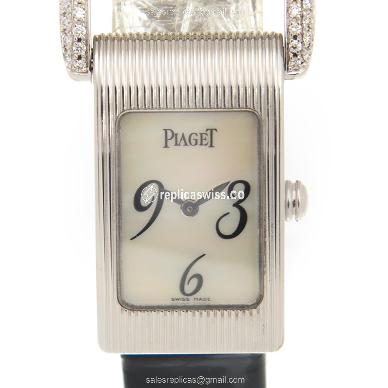 Piaget G0A27073 Replica - Quartz - 18kt Gold - White Dial - Black Leather Strap - Luxury Piaget Watch