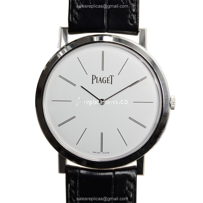 Piaget ALTIPLANO Manual Wind - 18kt White Gold Case - White Dial - Alligator Black Strap - Buckle Clasp - Luxury Replica ALTIPLANO Watch