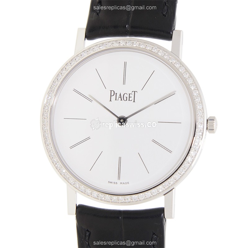 Piaget ALTIPLANO Replica - Manual - 18kt White Gold - Diamond - White Dial - Black Alligator Buckle - Luxury Replica ALTIPLANO Watch
