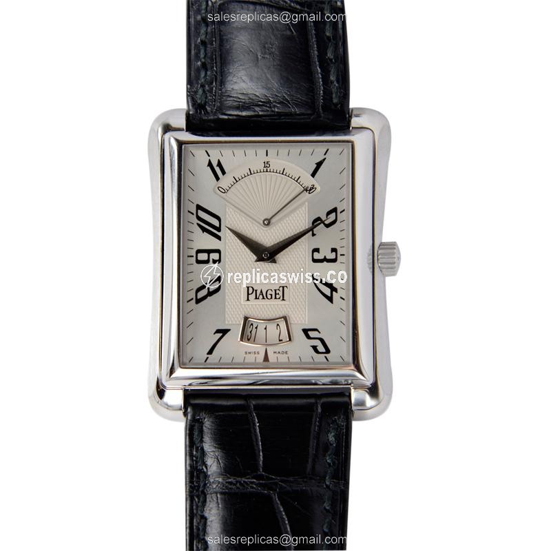 Piaget EMPERADOR Replica - Automatic - 18kt White Gold - White Dial - Black Alligator Strap