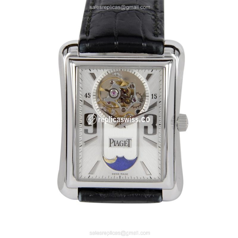 Piaget Replica G0A30024 - Manual Wind - 18kt Gold Case - Silver Dial - Black Alligator Strap