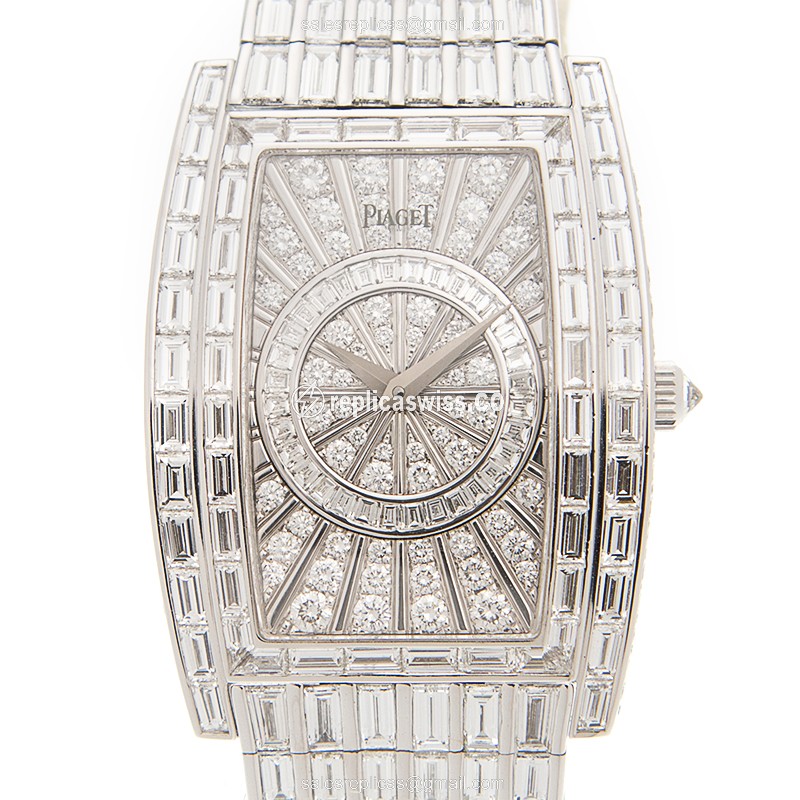 Piaget LIMELIGHT Replica - Quartz - 18kt White Gold Case - Diamond - Silver Dial & Strap