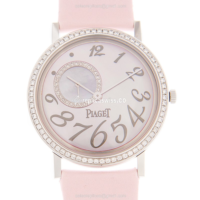 Piaget ALTIPLANO Replica - Manual - 18kt White Gold - Diamond - White Dial - Pink Silk Buckle - Luxury Replica ALTIPLANO Watch