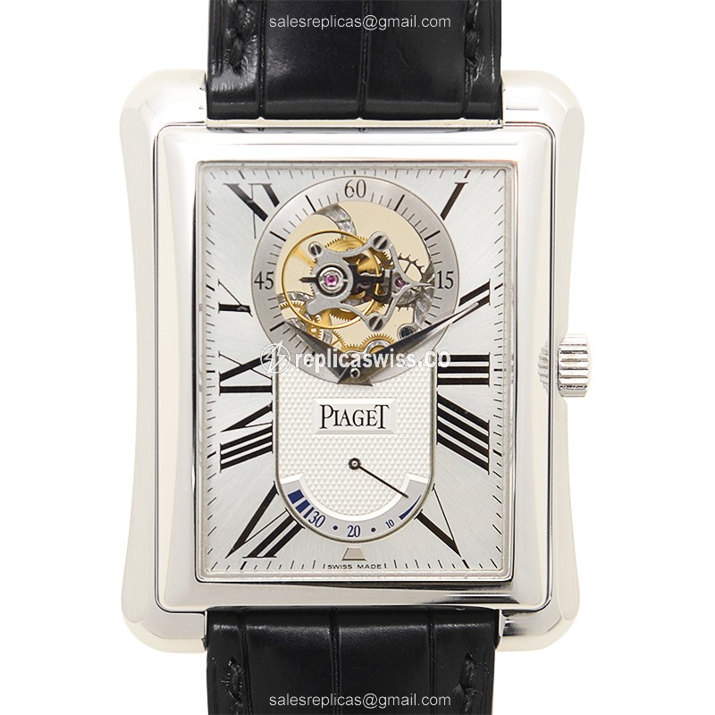 Piaget Replica EMEPERADOR - Manual Wind - 18kt Gold Case - White Dial - Black Alligator Strap