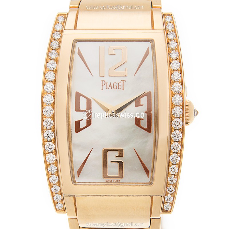 Piaget LIMELIGHT Quartz 18kt Rose Gold & Diamond - White Dial - Gold Strap